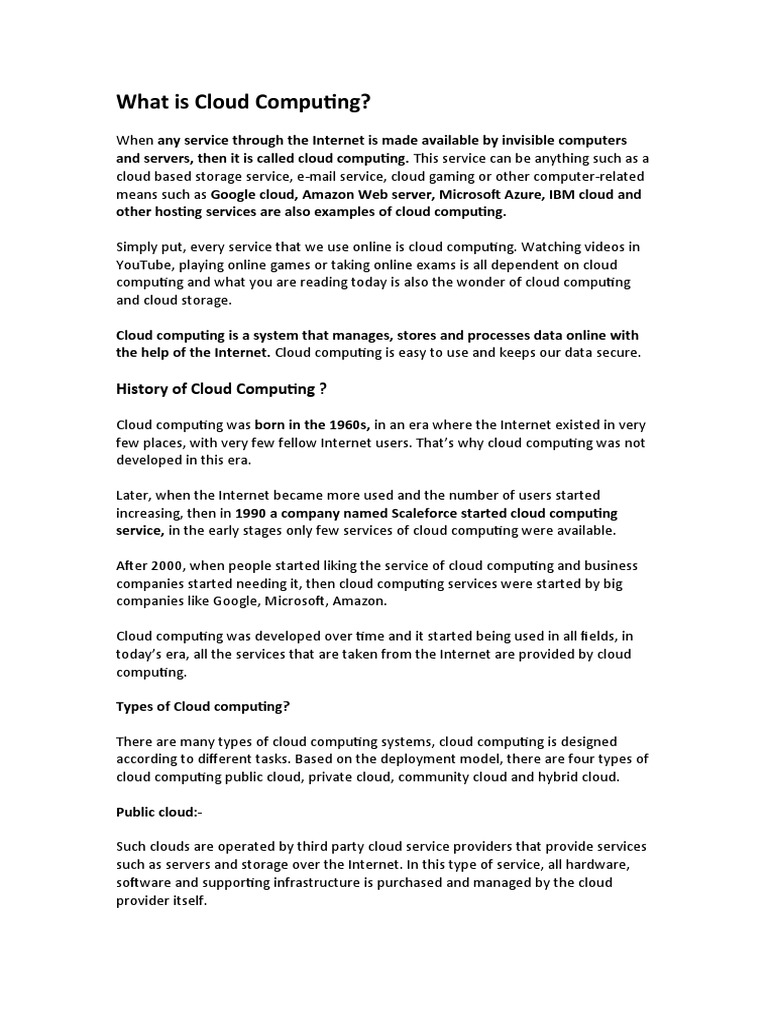 What Is Cloud Computing PDF Cloud Computing Software As A Service