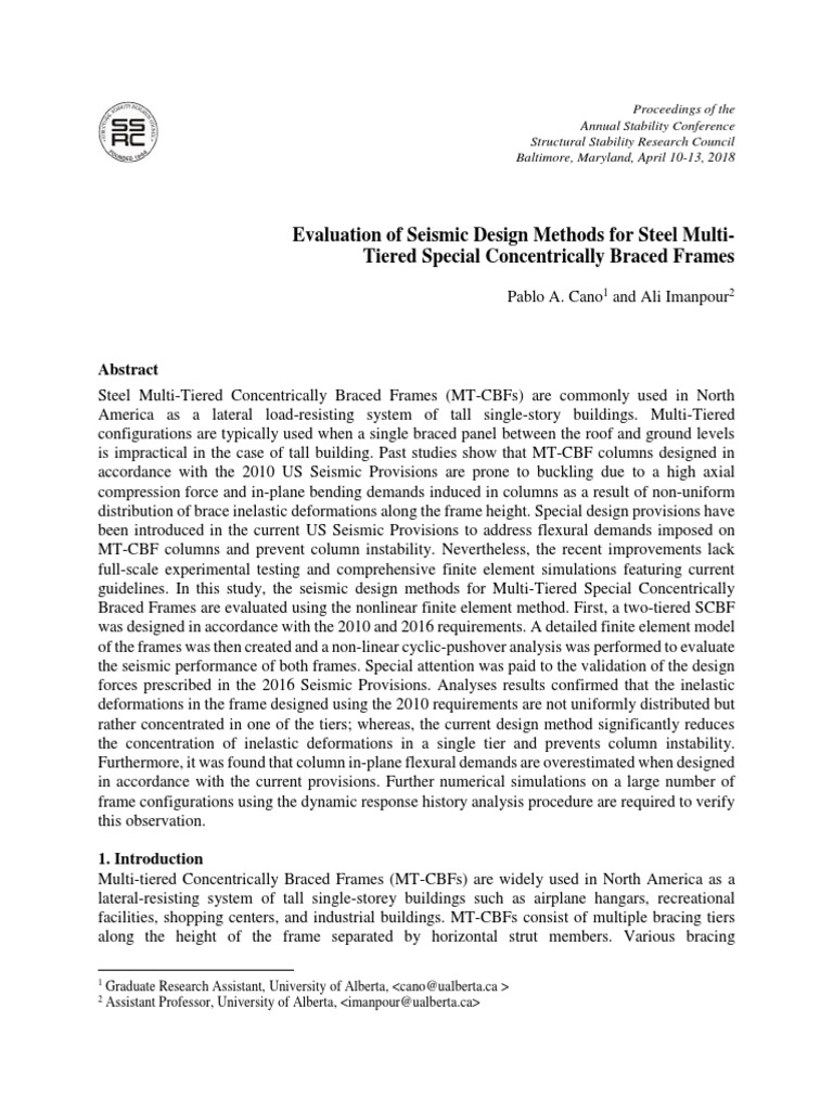 Evaluation of seismic design methods for steel multi tiered special