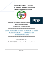 L'influence de Defaut de Forme Et de La Rugosite Sur La Lubrification Hydrodynamique PDF