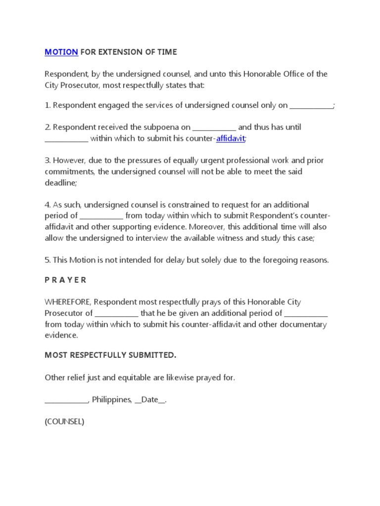 MOTION For Extension of Time PDF
