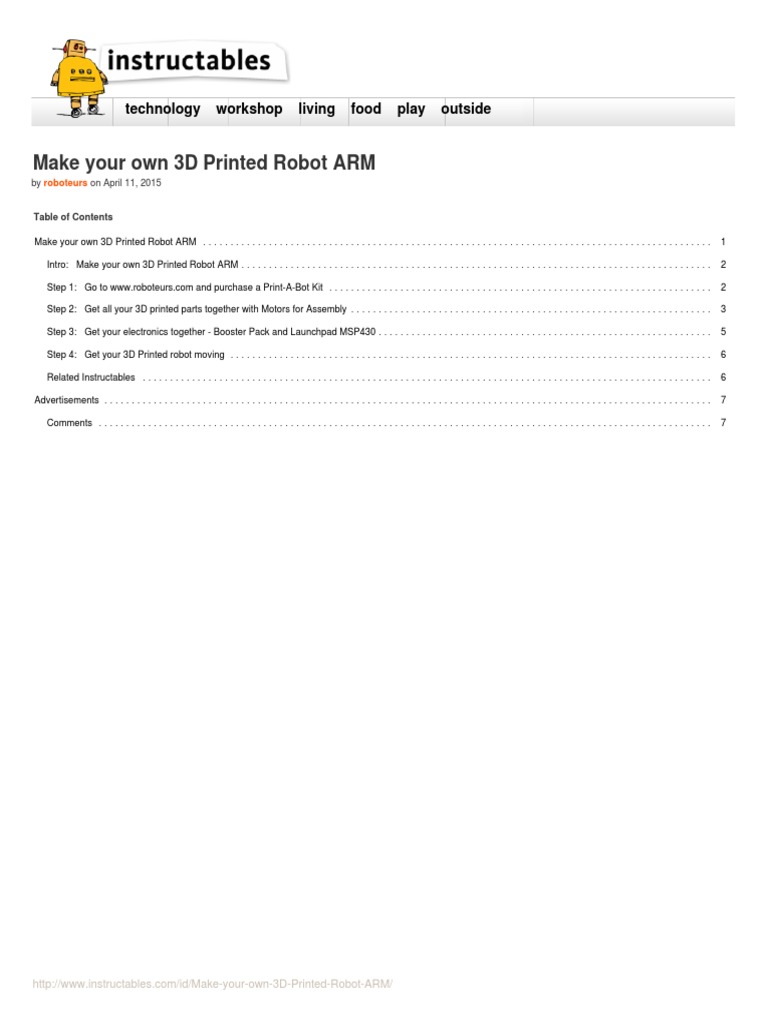Make your own 3d printed robot arm pdf computer hardware computing