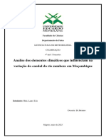 Análise dos elementos climáticos que influenciam na variação do caudal do rio zambeze em Moçambique