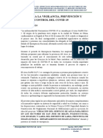 Plan para La Vigilancia, Prevención y Control Del Covid-19