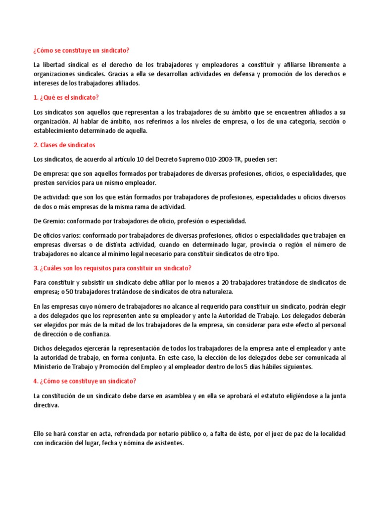 Cómo constituir un sindicato en empresa | PDF | Sindicato | Gobierno