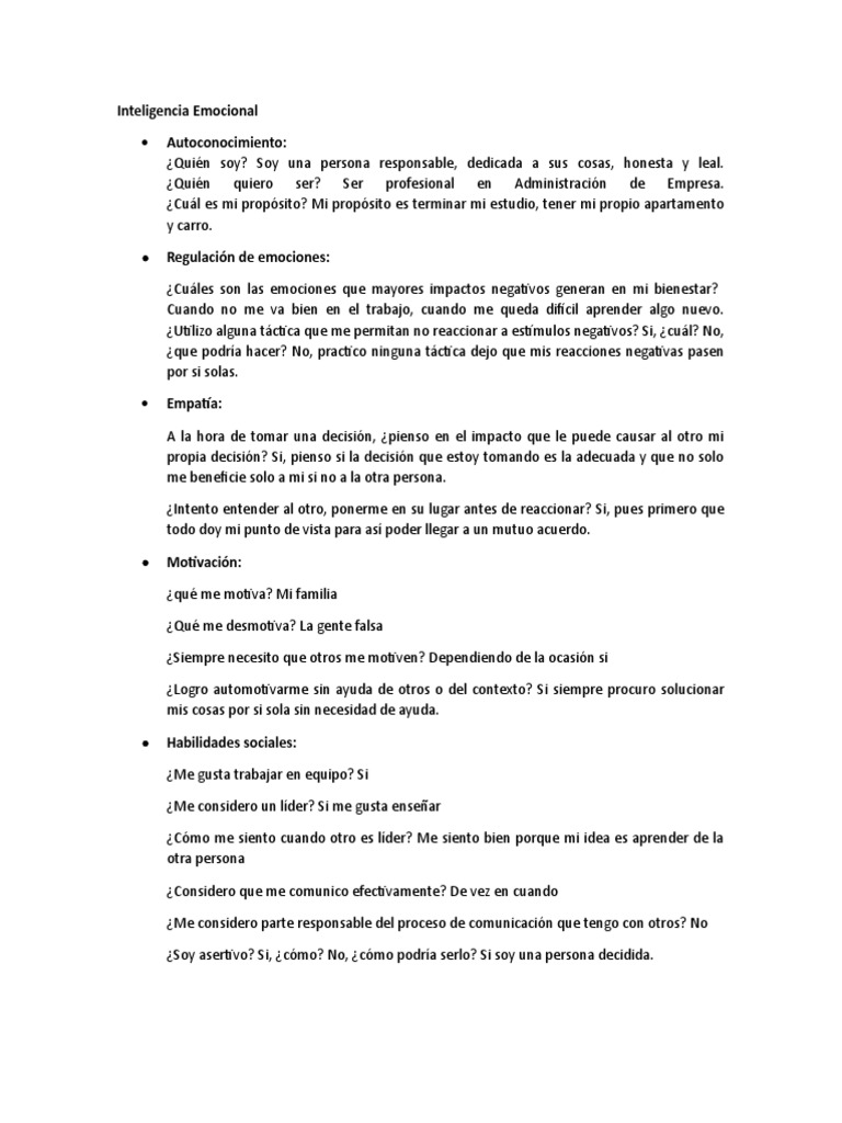 Autoconocimiento y Emociones Personales | PDF