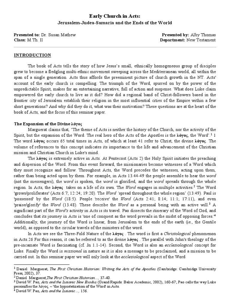 Early Church in Acts | PDF | Acts Of The Apostles | Paul The Apostle