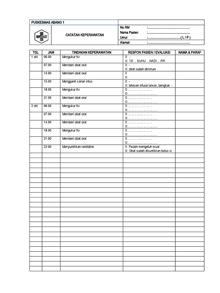RM CONTOH CATATAN PERKEMBANGAN KEPERAWATAN | PDF