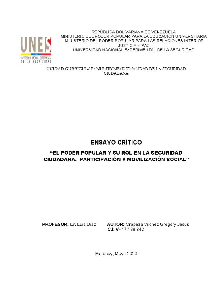 Poder Popular y Seguridad Ciudadana | PDF | Democracia | Ideologías ...