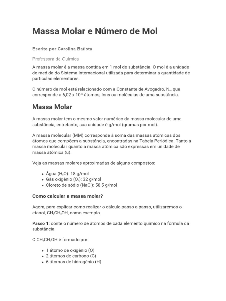 massa-molar-e-n-mero-de-mol-pdf-mol-unidade-massa-molecular