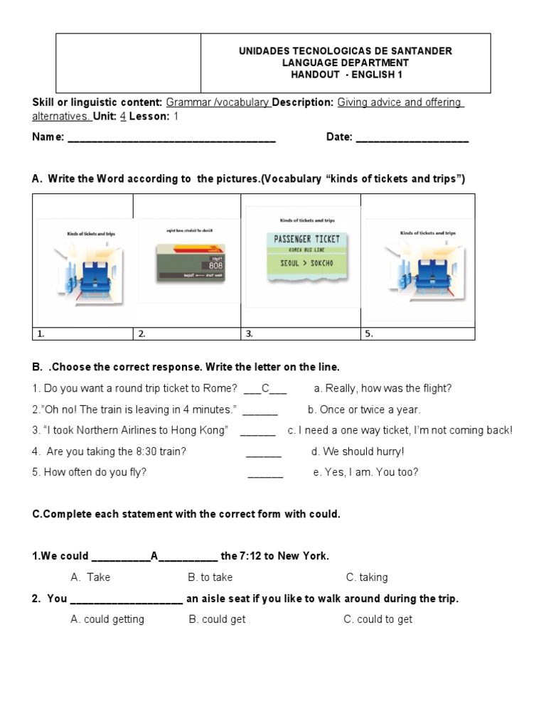 Handout - Unit 4 Lesson 1 | PDF