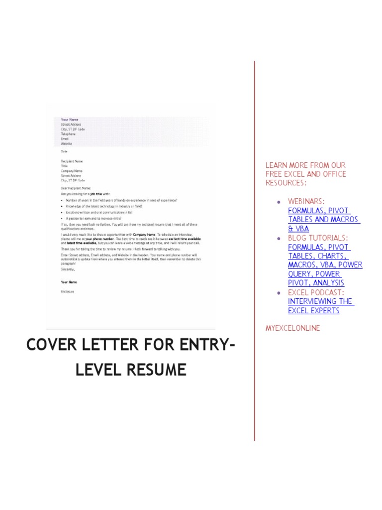 Entry Level Cover Letter Template | PDF