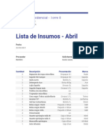 Lista de Insumos - Abril