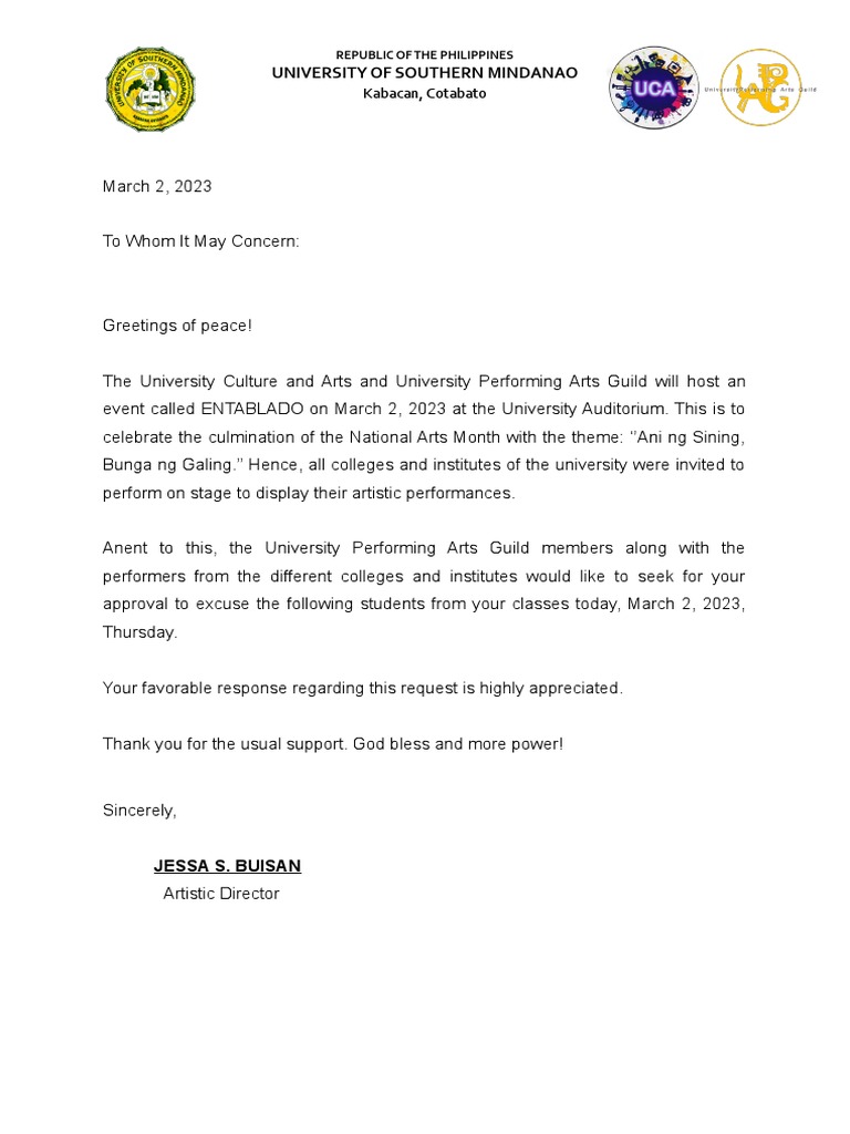 Excuse Letter | PDF