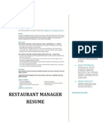 Restaurant Manager Resume