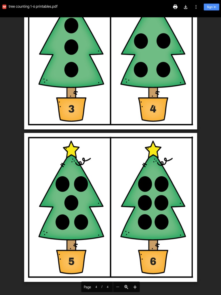 tree counting 1-6 printables.pdf - Google Drive | PDF