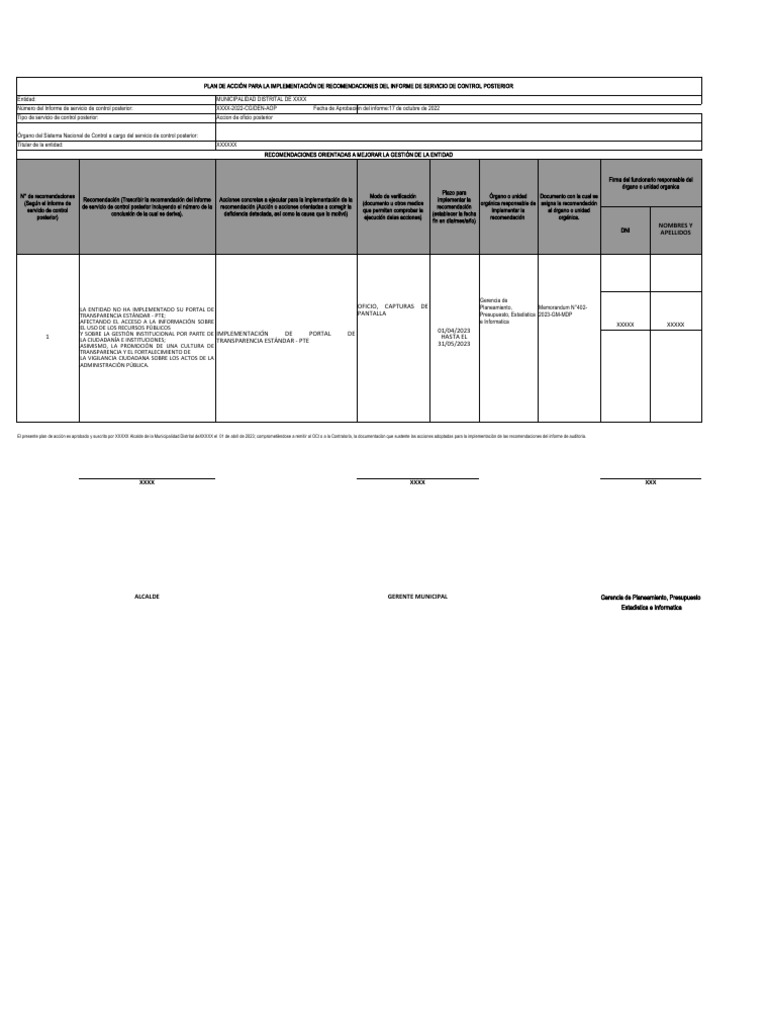 Plan de Acción para Mejorar la Gestión Municipal | PDF