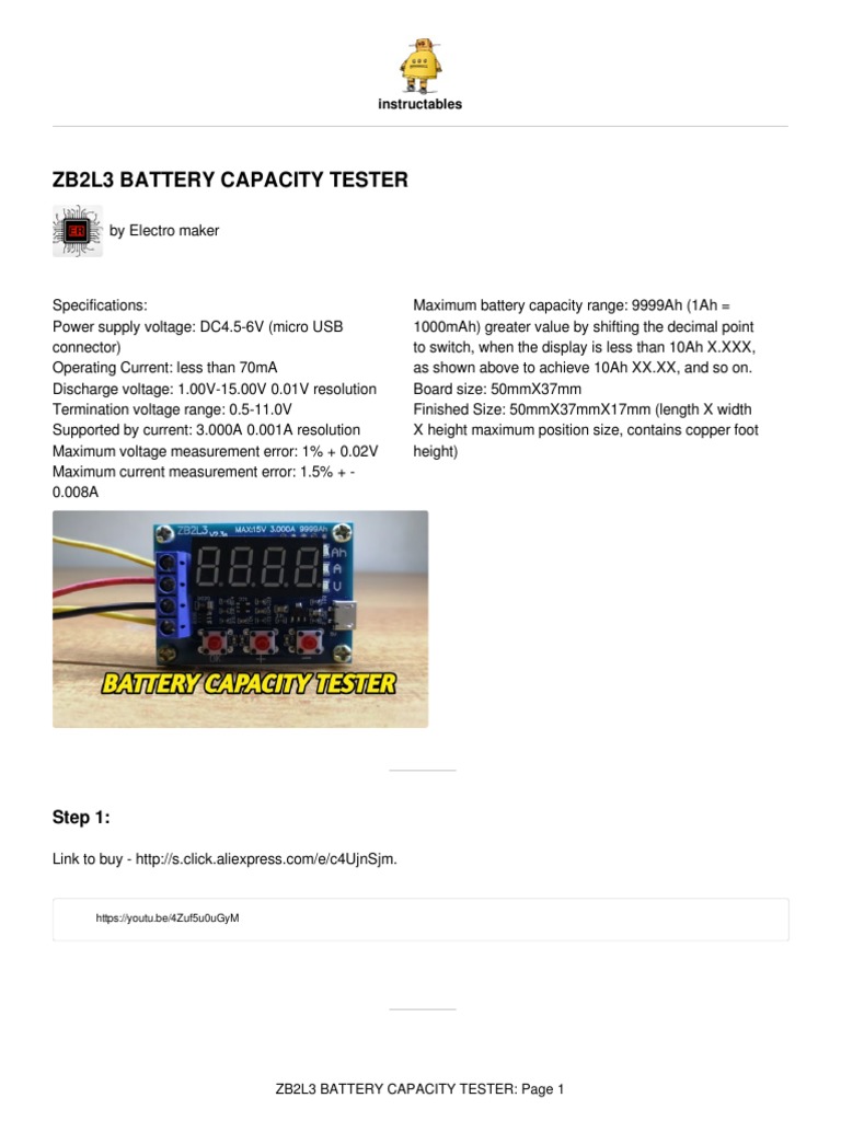 ZB2L3 Battery Capacity Tester PDF | PDF | Voltage | Power Supply
