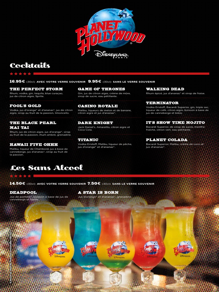 Menu Planet Hollywood Paris | PDF | sauce | Hamburgers