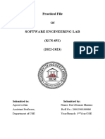Practical File of SOFTWARE ENGINEERING LAB (KCS-651) 2022-23