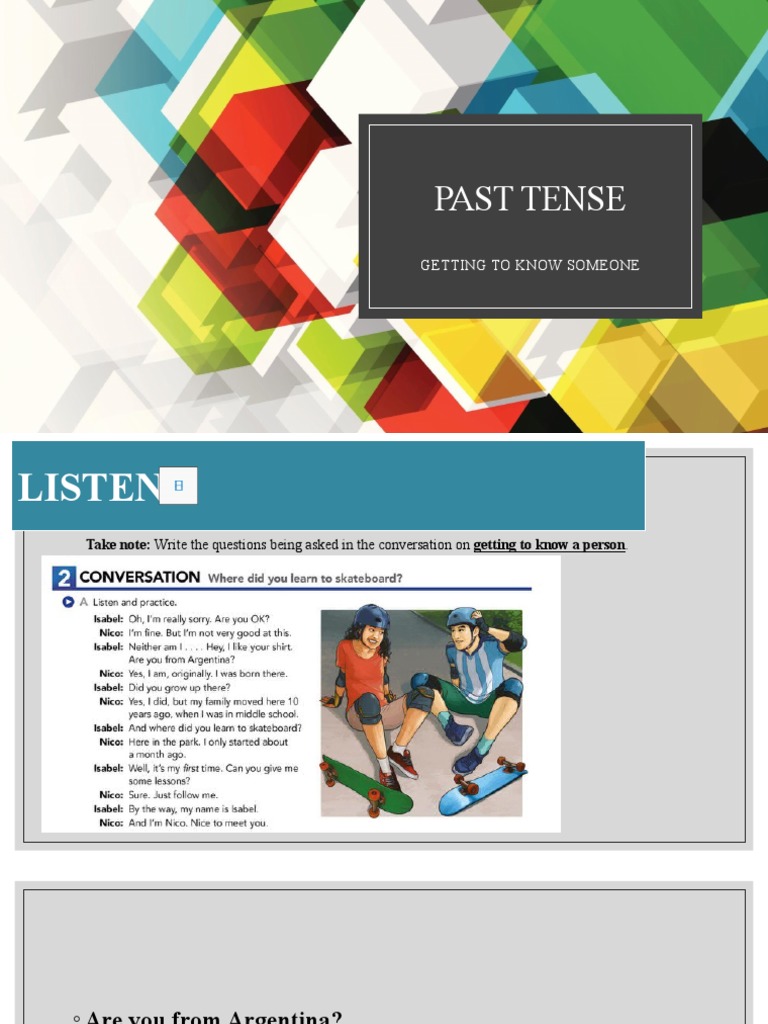 Past Tense Questions for Conversations | PDF | Foreign Language Studies ...