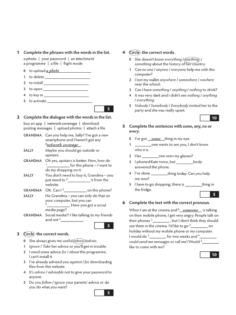 Vocabulary and Grammar Test PDF