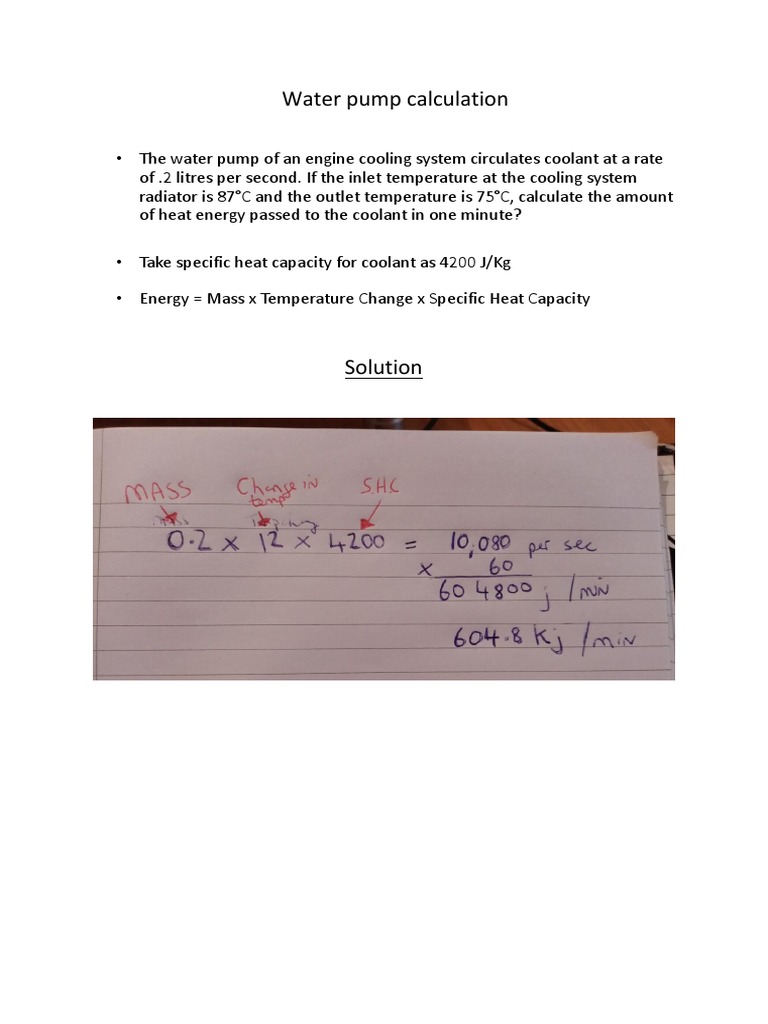 Water Pump Calculation PDF PDF