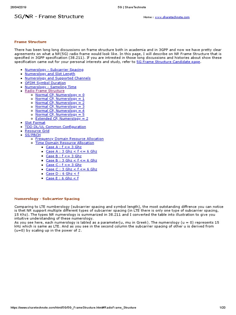 5G NR Frame Structure Overview | PDF | Orthogonal Frequency Division ...