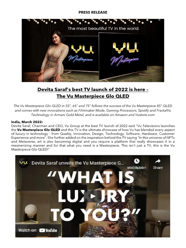 Press+Release+ +the+Vu+Masterpiece+Glo+Edition | PDF | Television | Spotify