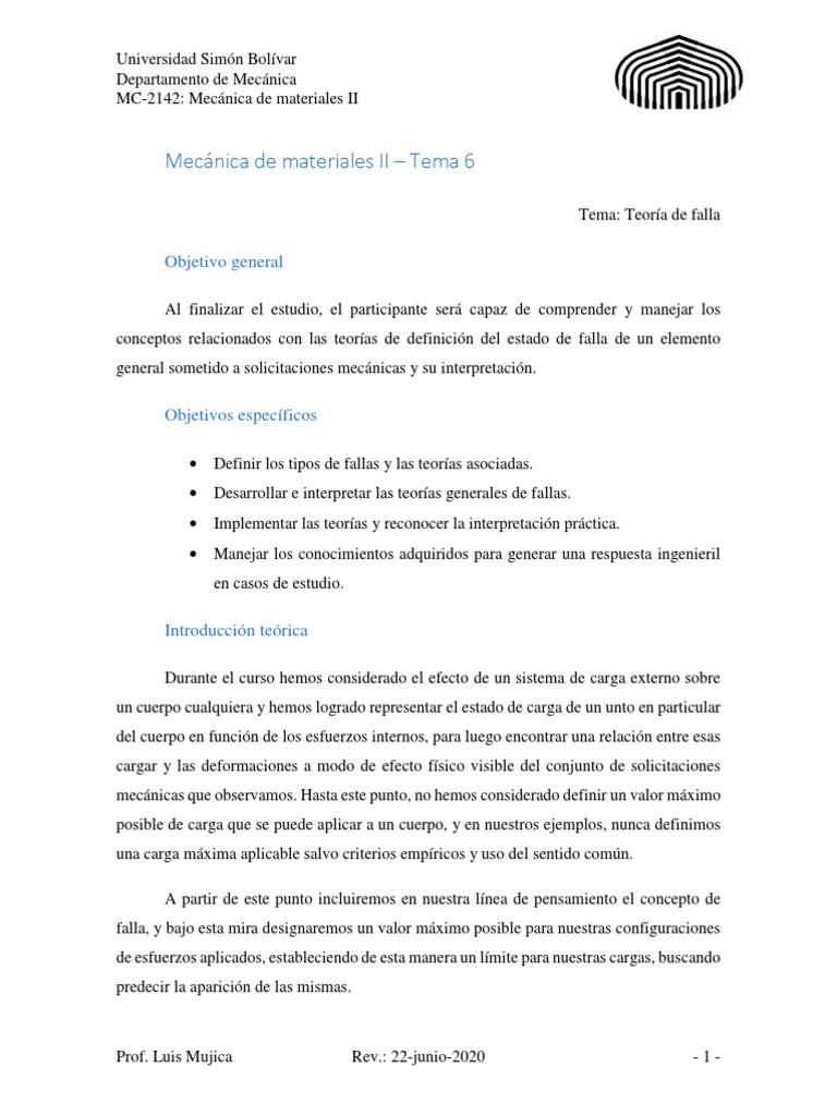 Tema 6 Teorias De Falla Pdf Fractura Deformación Ingeniería