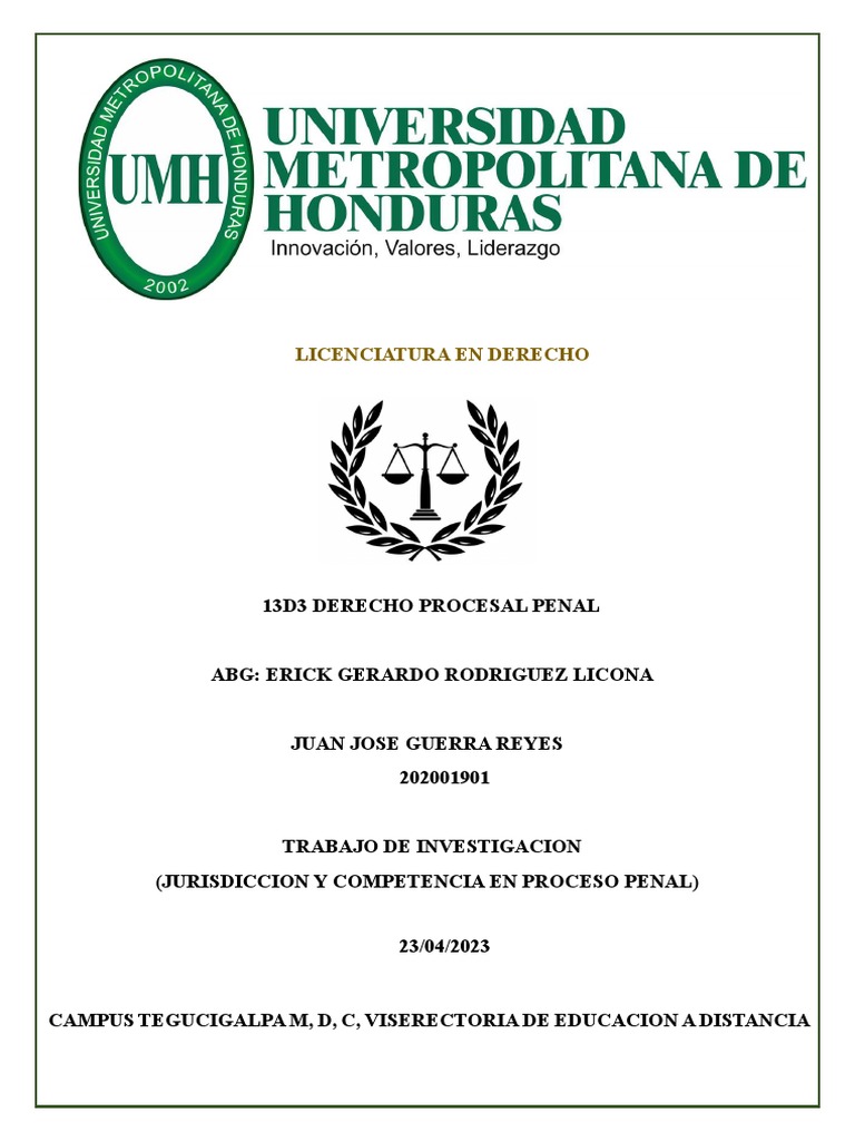 Jurisdiccion y Competencia en Derecho Penal | PDF | Judicaturas ...