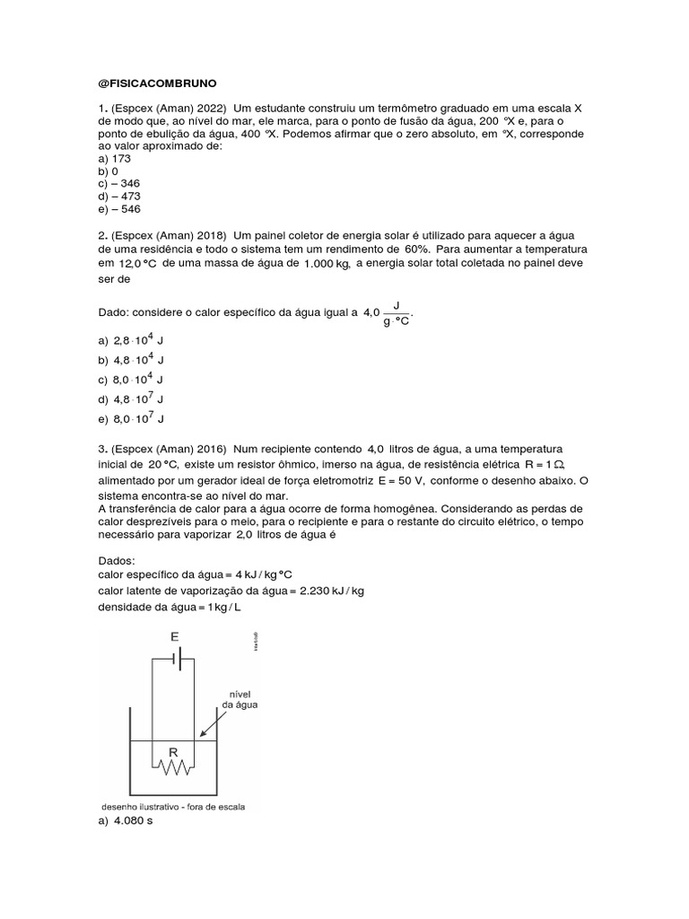 Revisão Termometria e Calorimetria PDF | PDF | Temperatura | Calor