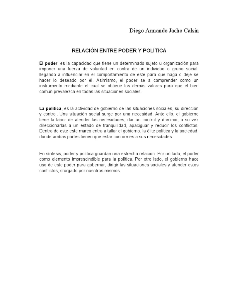 Relacion de Poder y Politica 2 | PDF