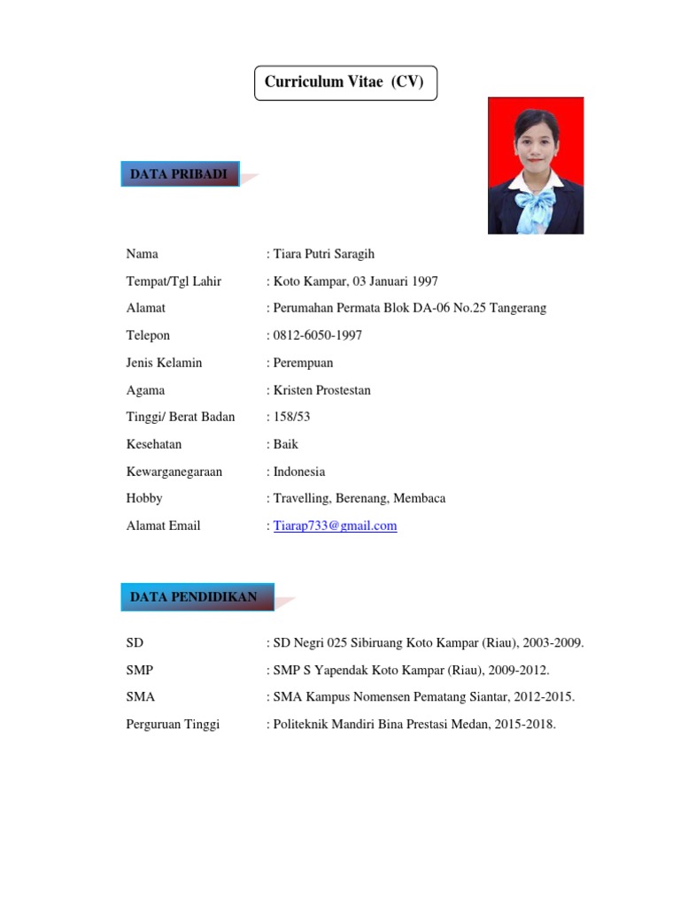 Contoh CV dan Dokumen Pendukung | PDF