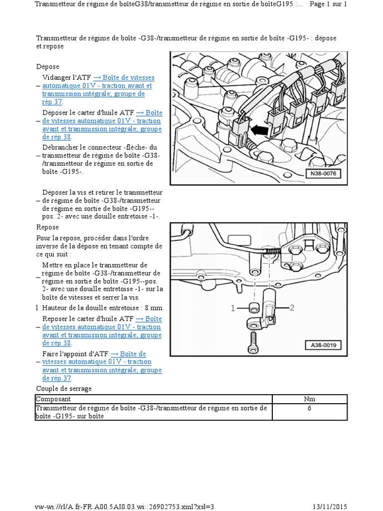 D pose Et Repose G195 Transmetteur De R gime PDF