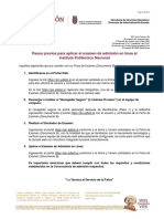 Pasos Previso para Aplicar El Examen de Admisión PDF