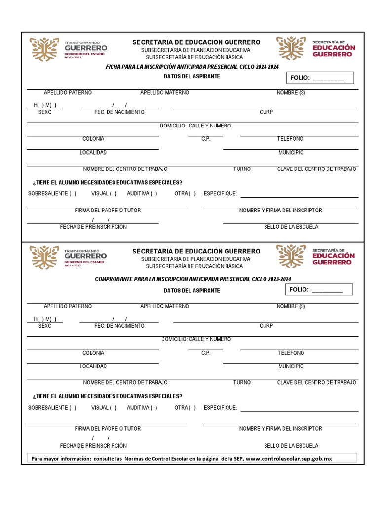 Formato Preinscripciones 2023 2024 PDF