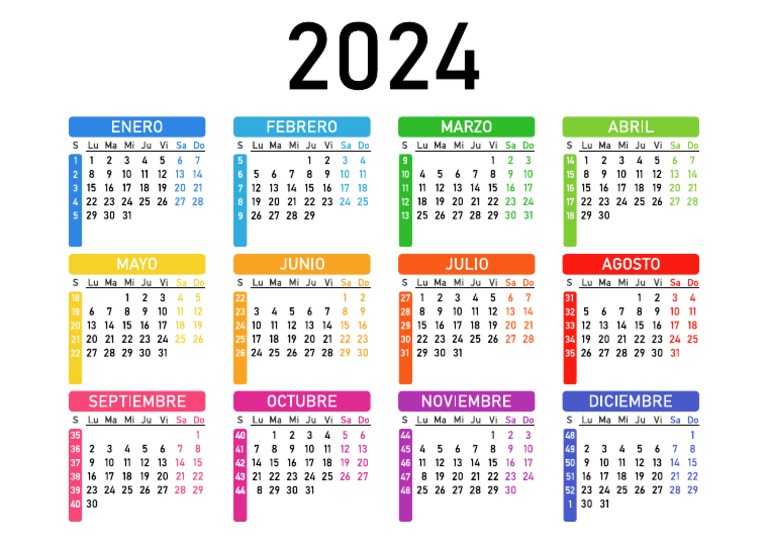 Calendario 2024 espanol Vectors & Illustrations for Free Download