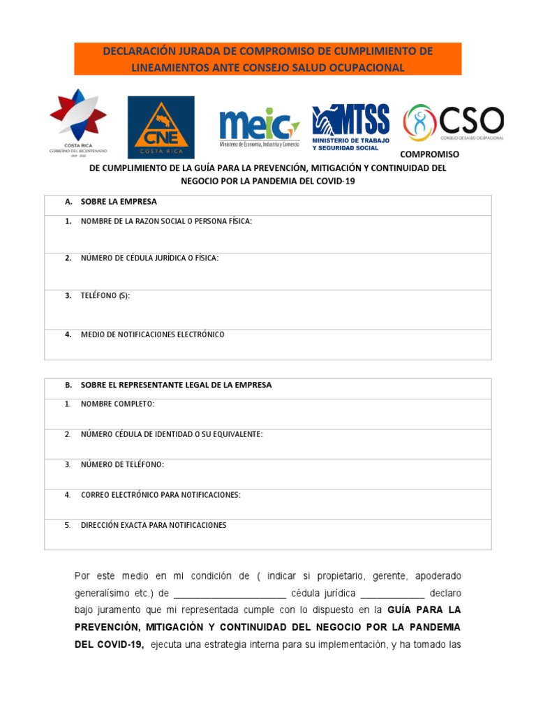 Formato Declaracion Jurada de Compromiso | PDF