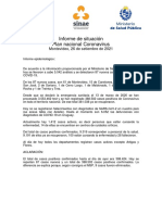 Informe de Situación Sobre Coronavirus COVID-19 en Uruguay (26 09 2021)