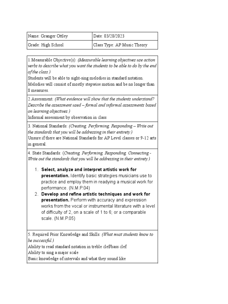 Hs lesson plan sight singing pdf