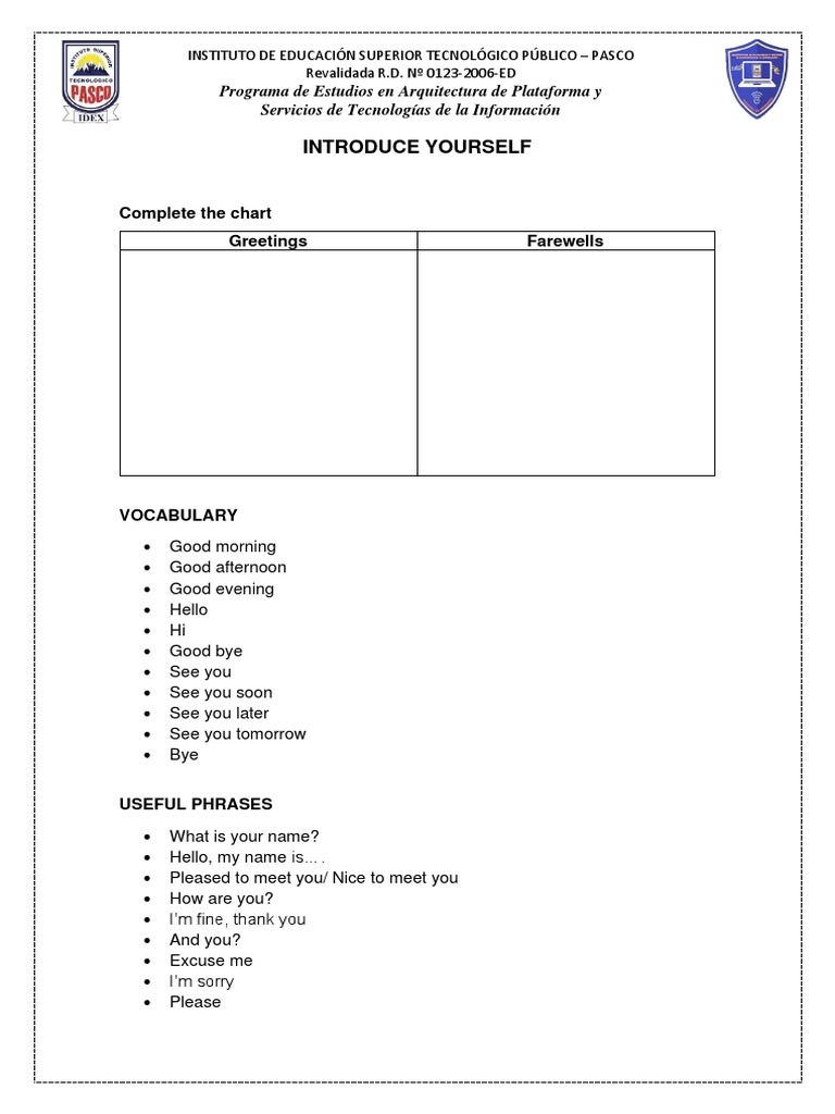 English Greetings and Introductions Guide | PDF