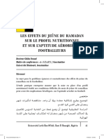 Les Effets Du Jeûne Du Ramadan Sur Le Profil Nutritionnel Et Sur L'aptitude Aérobie Des Footballeurs