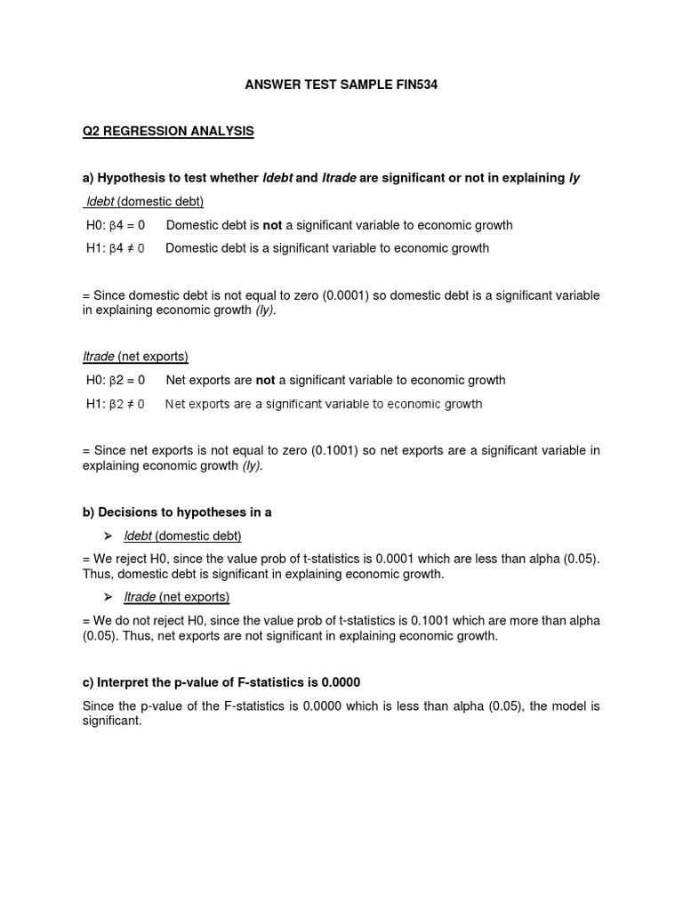 Answer Test Sample Fin534 (Q2 & Q3) PDF | PDF | Skewness | Economic Growth