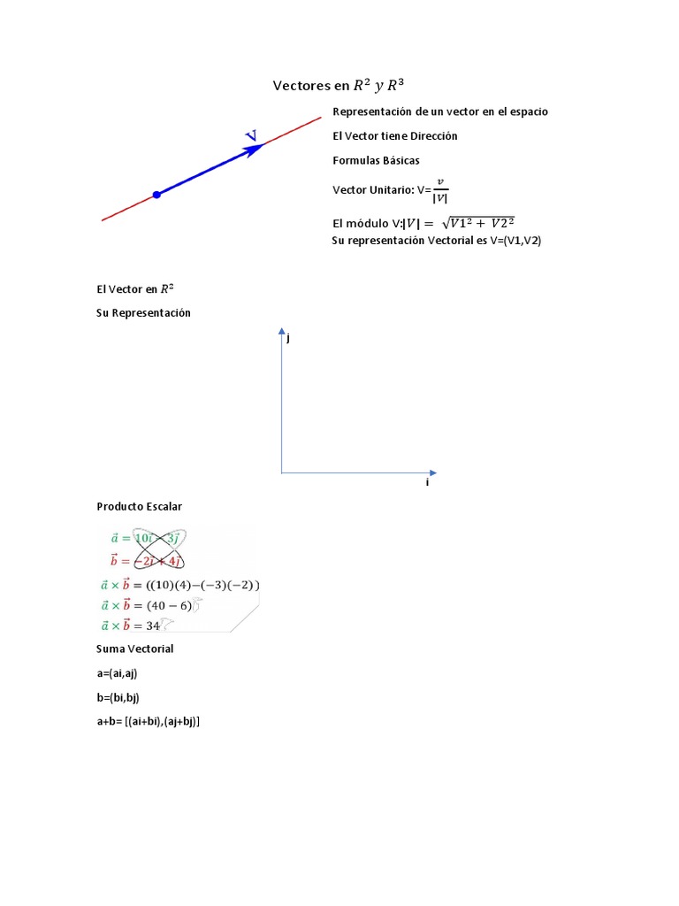 Vectores en R2 y R3: Fórmulas y Ejercicios | PDF