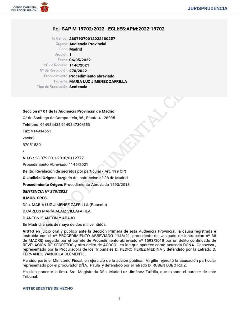 14 Sap - M - 19702 - 2022 | PDF | Sentencia (ley) | Derecho penal