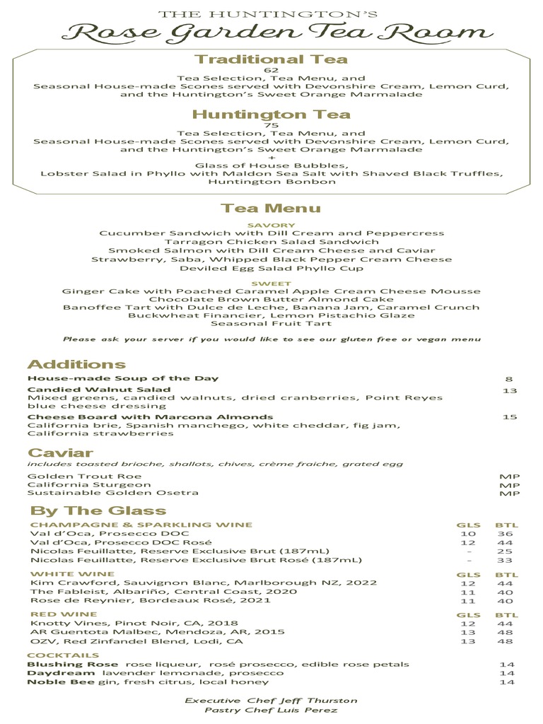Tea Room Menu 2023 | PDF | Dill | Rose