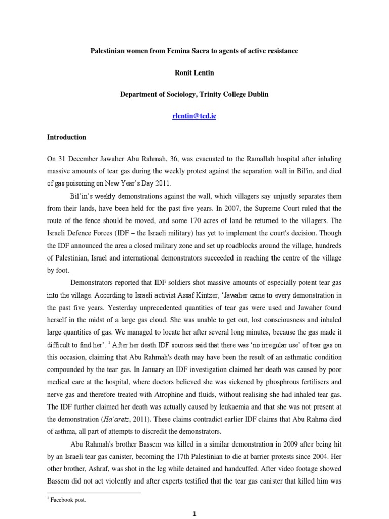 Palestinian Women as Agents of Resistance | PDF | Arab Citizens Of ...