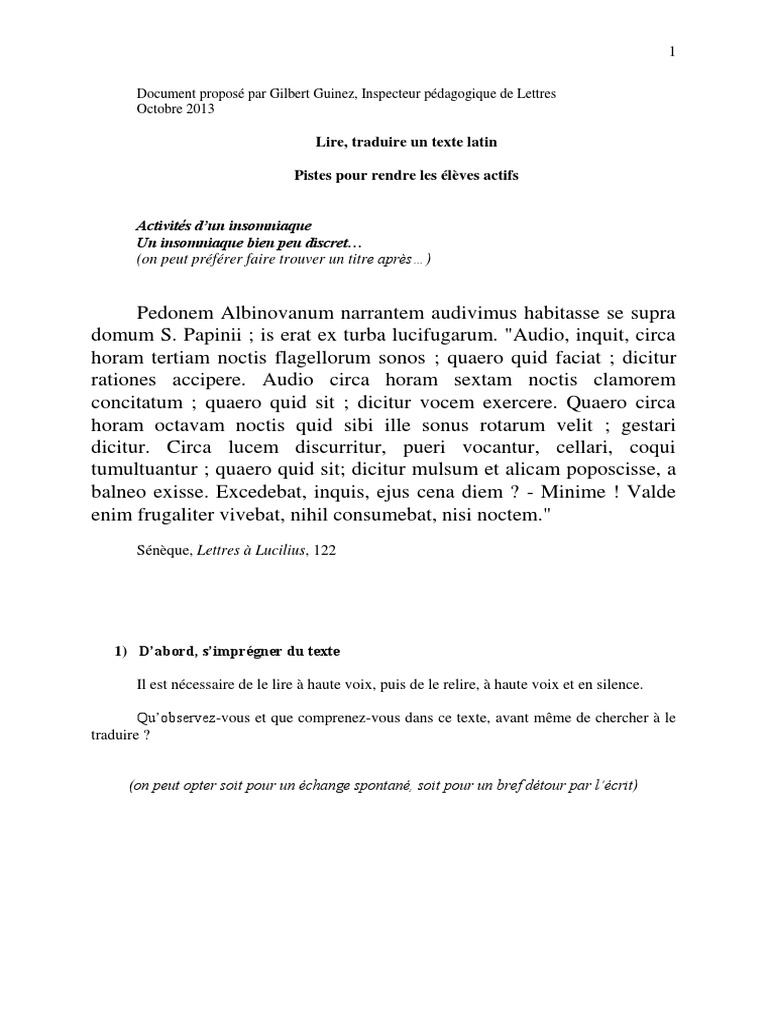 Activités pour lire un texte latin | PDF | Linguistique