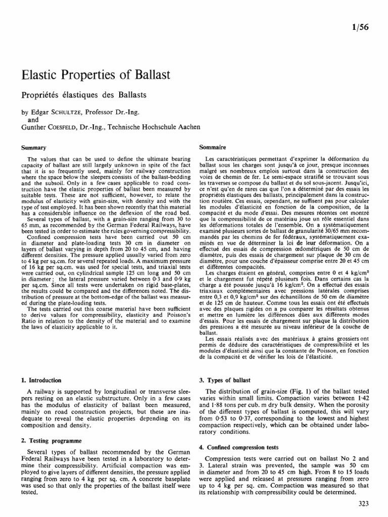 Elastic Properties of Ballast Propriétés Élastiques Des Ballasts PDF