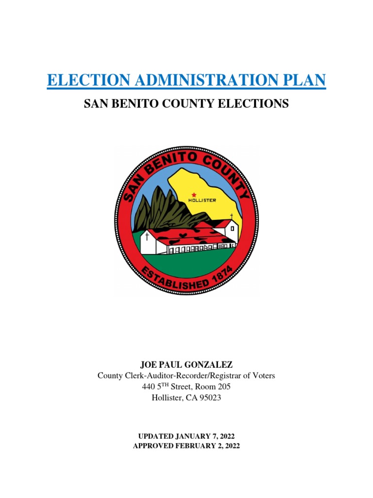 Implementing the Voters' Choice Act San Benito County's Election
